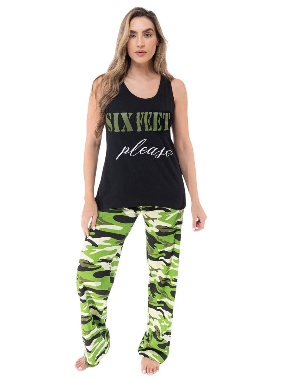 NWT Just Love Sleepwear Tank and Pajama Pants Set 92278971 Camouflage Black M - Picture 1 of 12